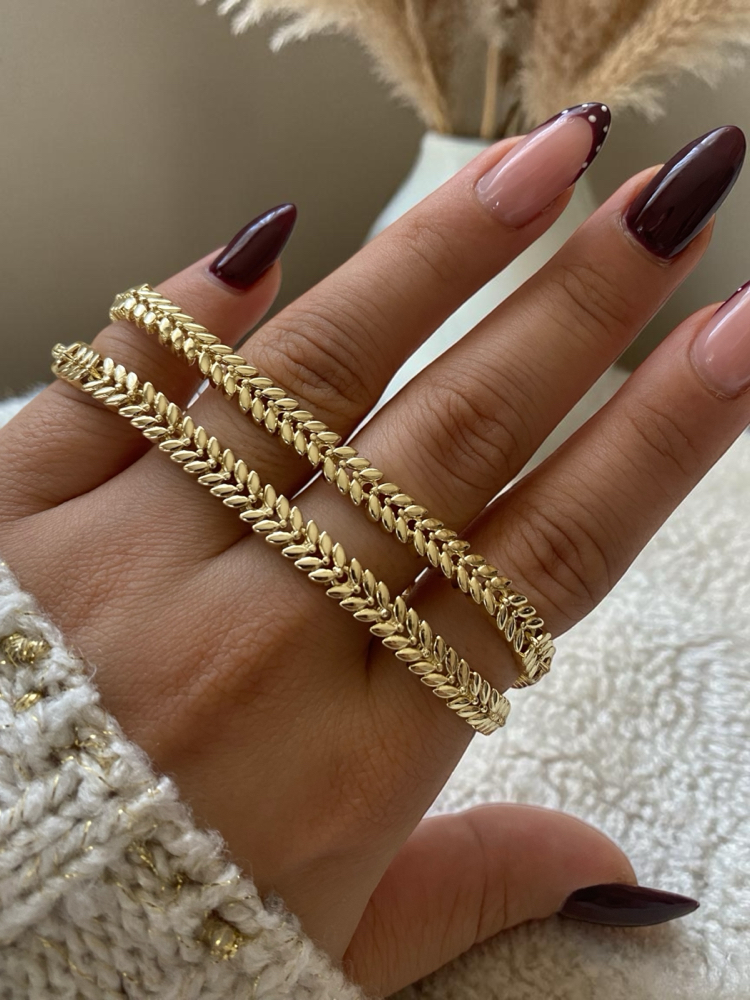 Özel Seri | 14K Kalın Balık Sırtı Model Bileklik