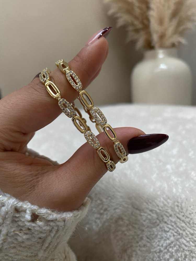Özel Seri | 14K Mix Model Taşlı Ataç Bileklik
