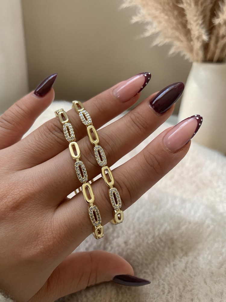 Özel Seri | 14K Mix Model Taşlı Ataç Bileklik