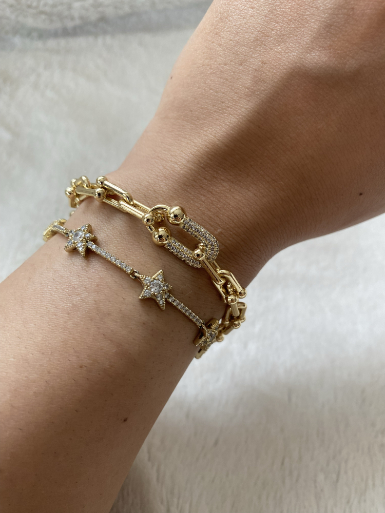 Özel Seri | 14K Marka Model Zirkon Taşlı Kalın Zincir Bileklik