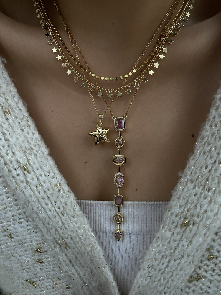 Vintage | Açılabilir Kapaklı Pembe Kalpli Yıldız Kolye