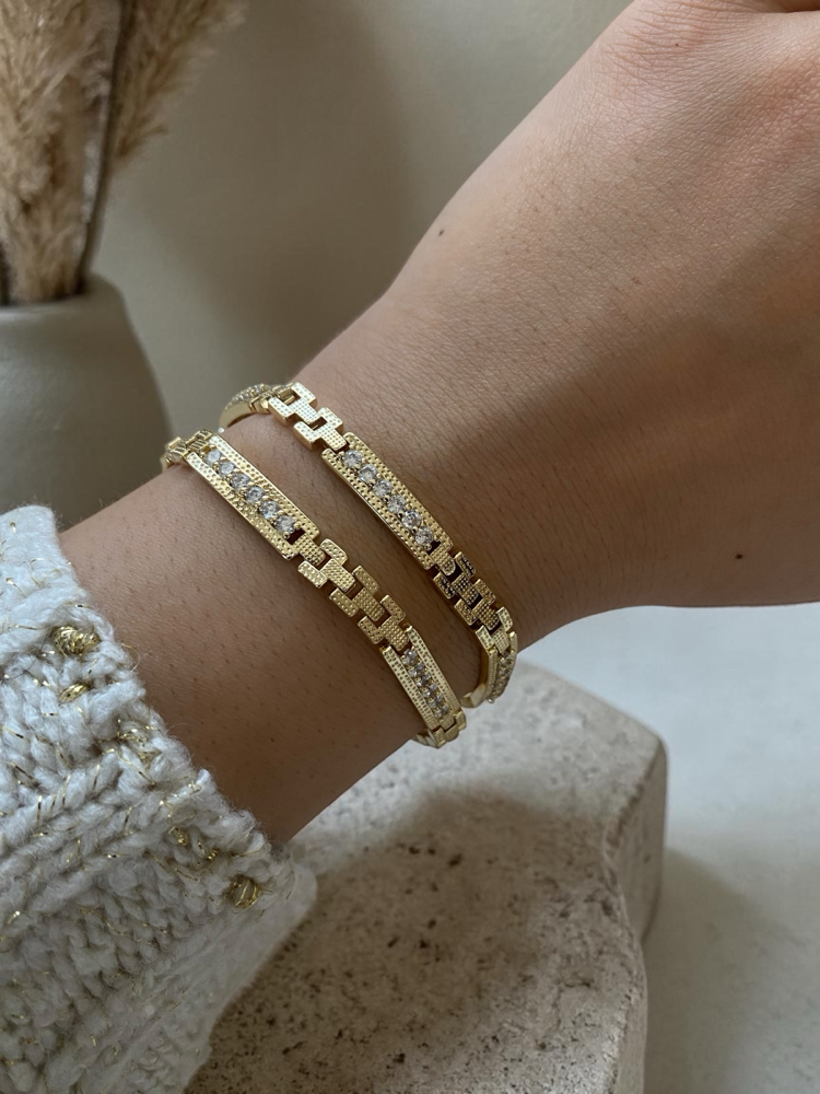 Özel Seri | 14K İnce Künye Model Taşlı Bileklik