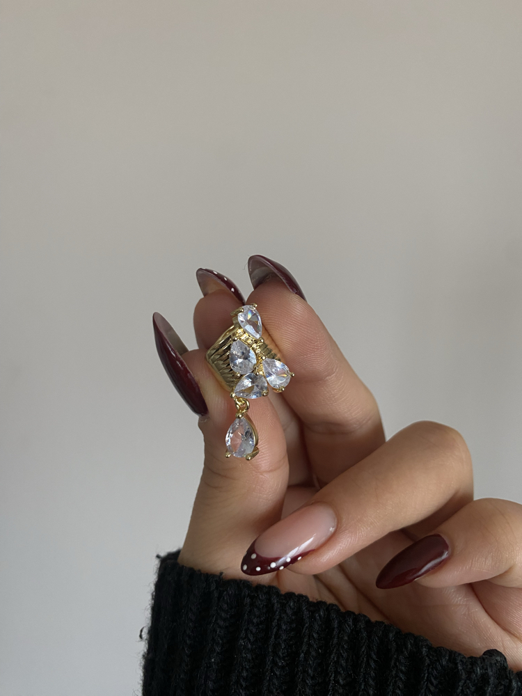 Kristal Damla Taşlı Kıkırdak (Earcuff) Küpe (Tekli Olarak Satılmaktadır)