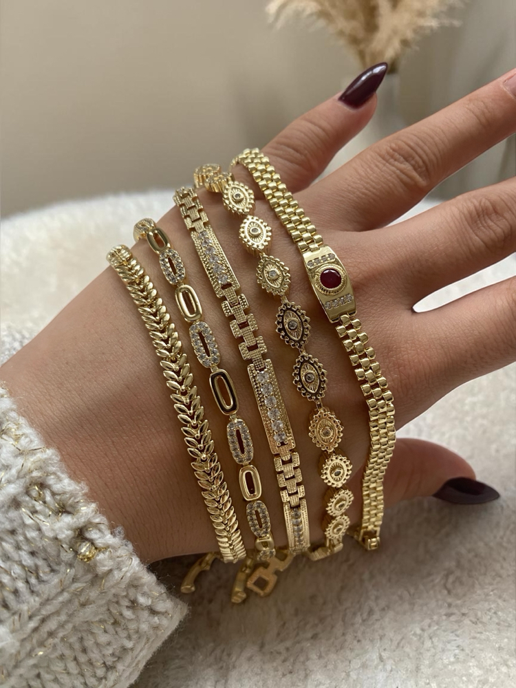 Özel Seri | 14K İnce Künye Model Taşlı Bileklik