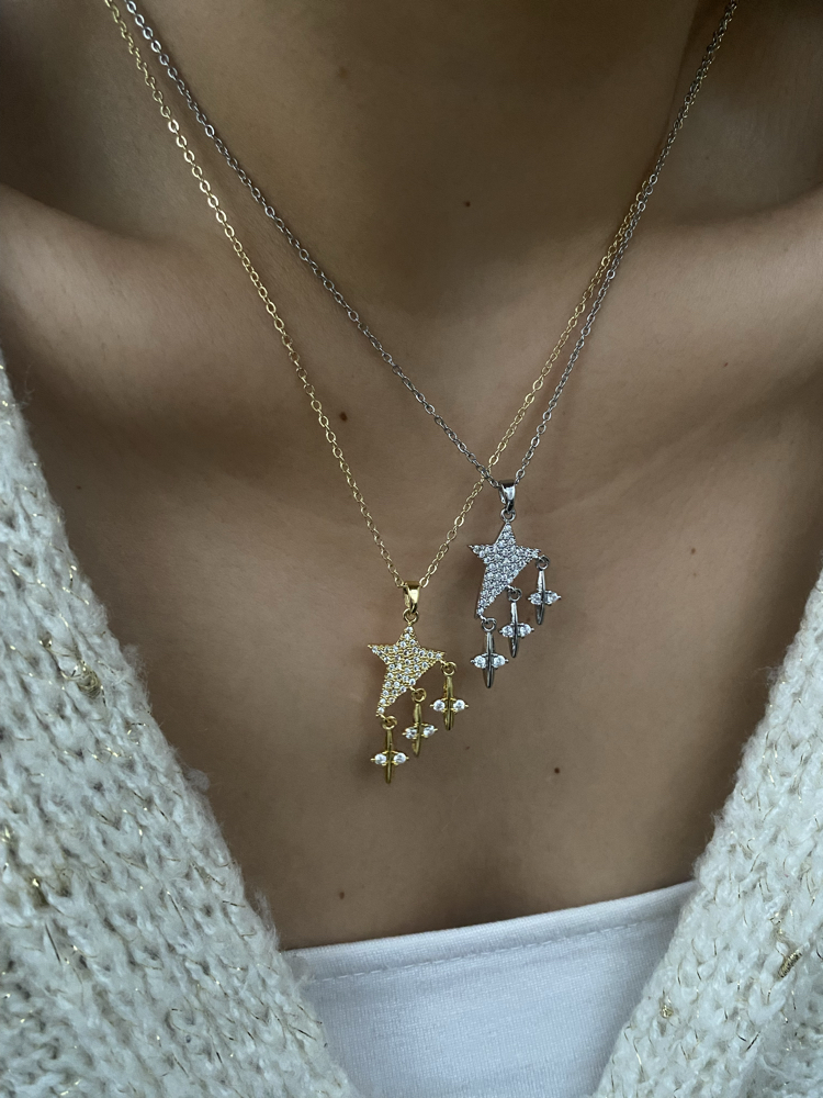 Sallantılı Model Yıldız Çelik Kolye