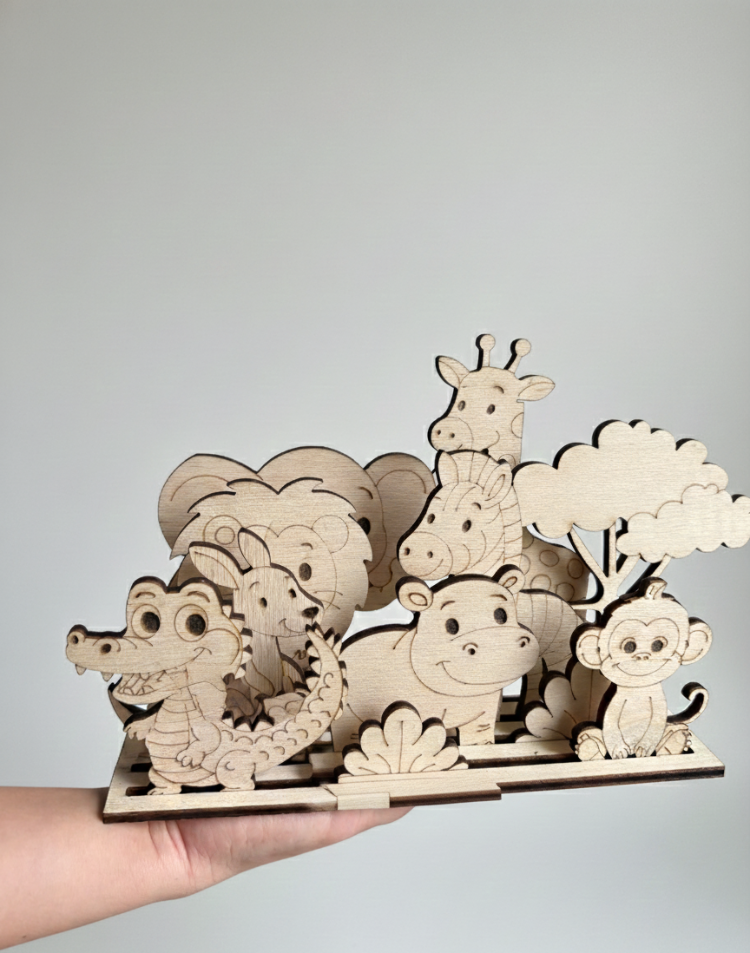 Ahşap Boyanabilir Puzzle "Safari