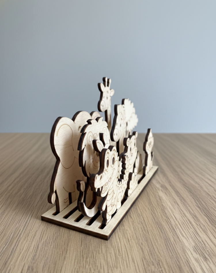 Ahşap Boyanabilir Puzzle "Safari