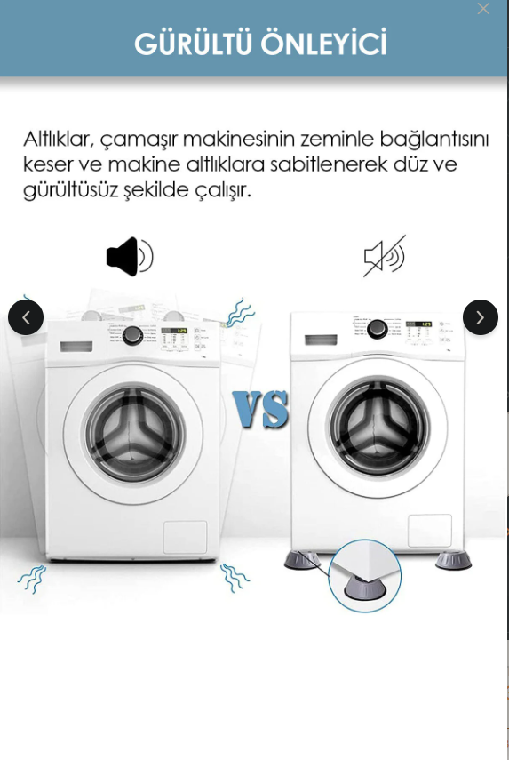 4'lü Çamaşır Makinesi Titreşim Engelleyici Ped - Kaydırmaz Sarsıntı Önleyici 