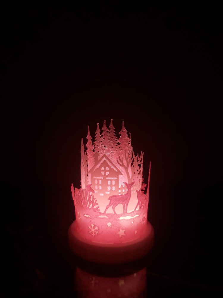 Kış Konseptli LED'li Gece Lambası-Pembe
