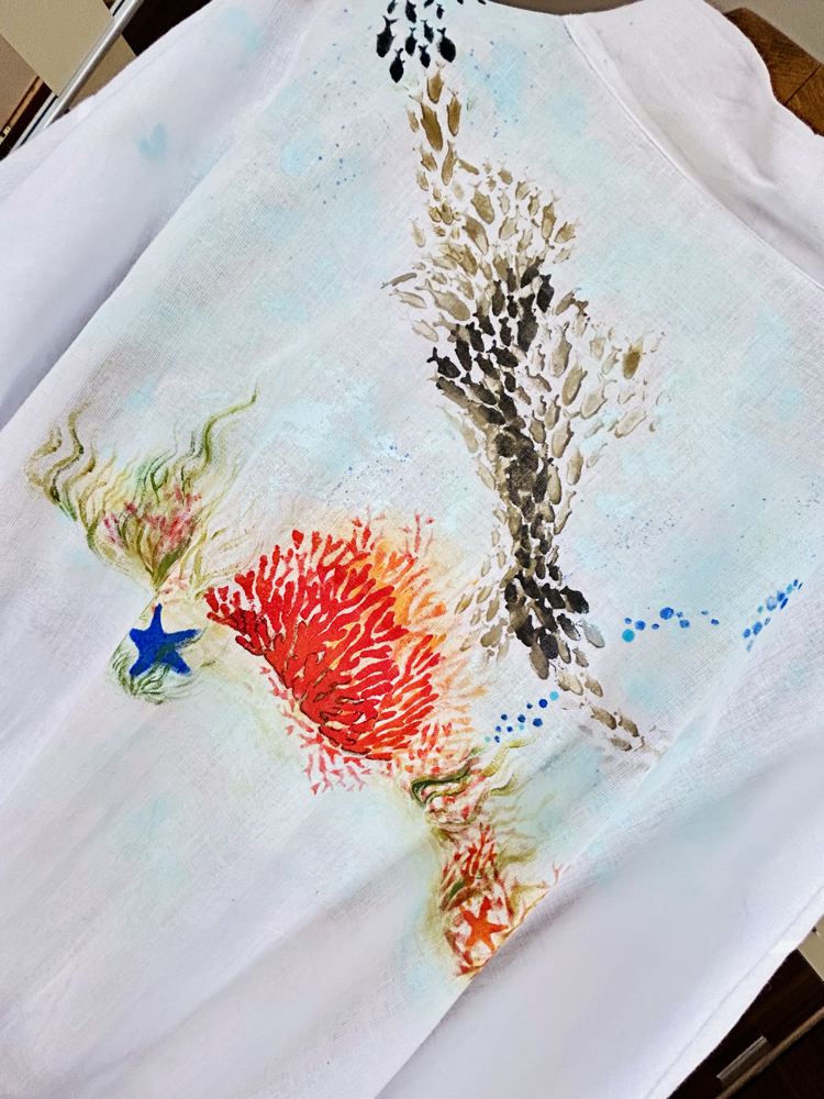 Kimono, hand-painted • Under water