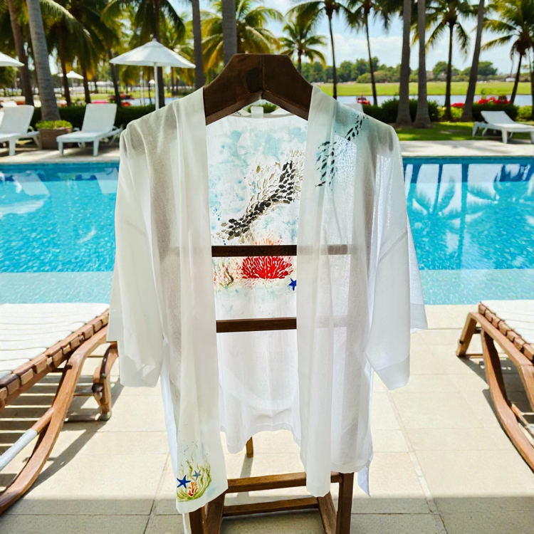 Kimono, hand-painted • Under water