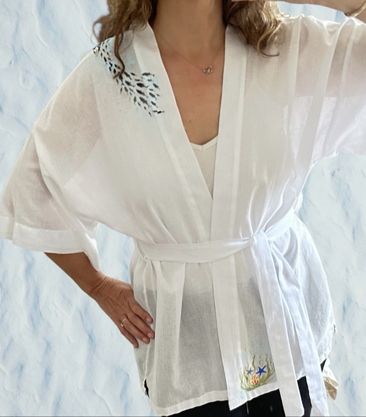Kimono, hand-painted • Under water