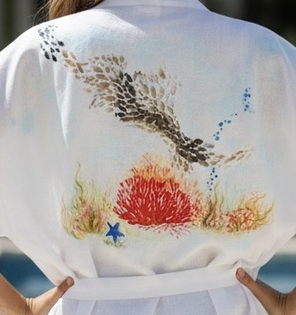 Kimono, hand-painted • Under water