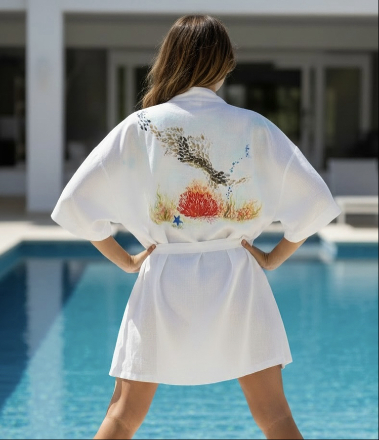Kimono, hand-painted • Under water