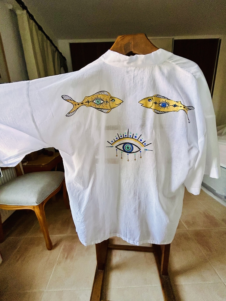 Kimono, hand-painted • Golden Fish