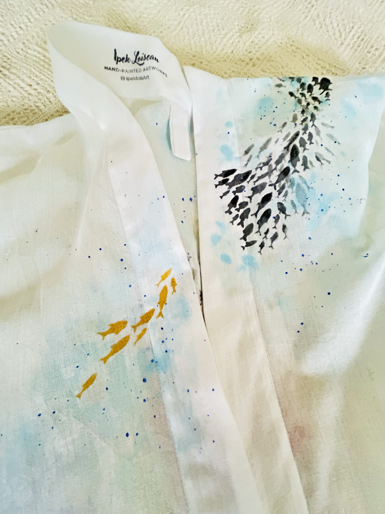 Kimono, hand-painted • Little fish