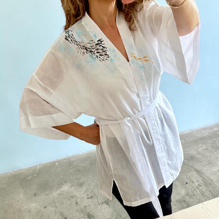 Kimono, hand-painted • Little fish