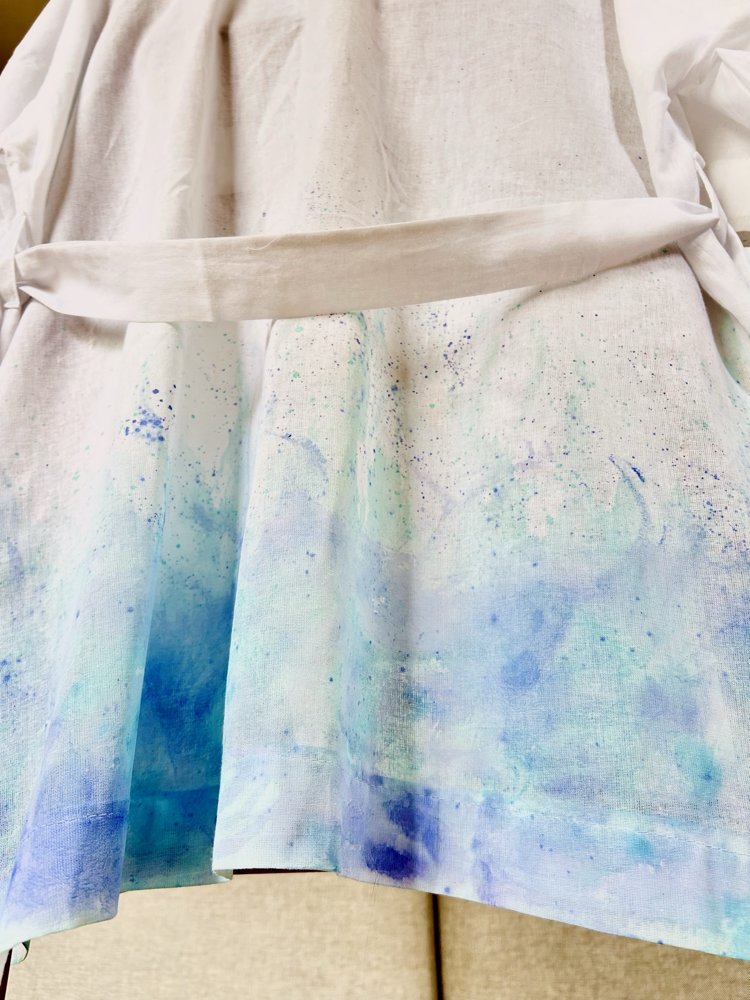 Kimono, hand-painted • Aqua