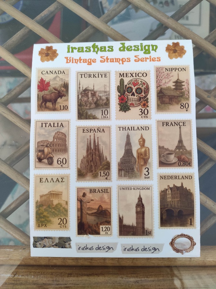2'li Transparan Ülke & Hayvan Pul Sticker Seti
