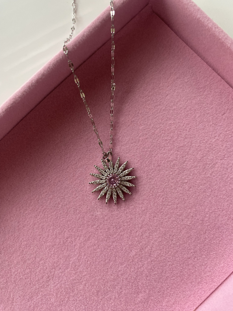 Gold pembe taşlı kolye 