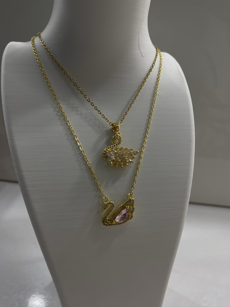 Swarovski Kuğu Kolye beyaz taşlı