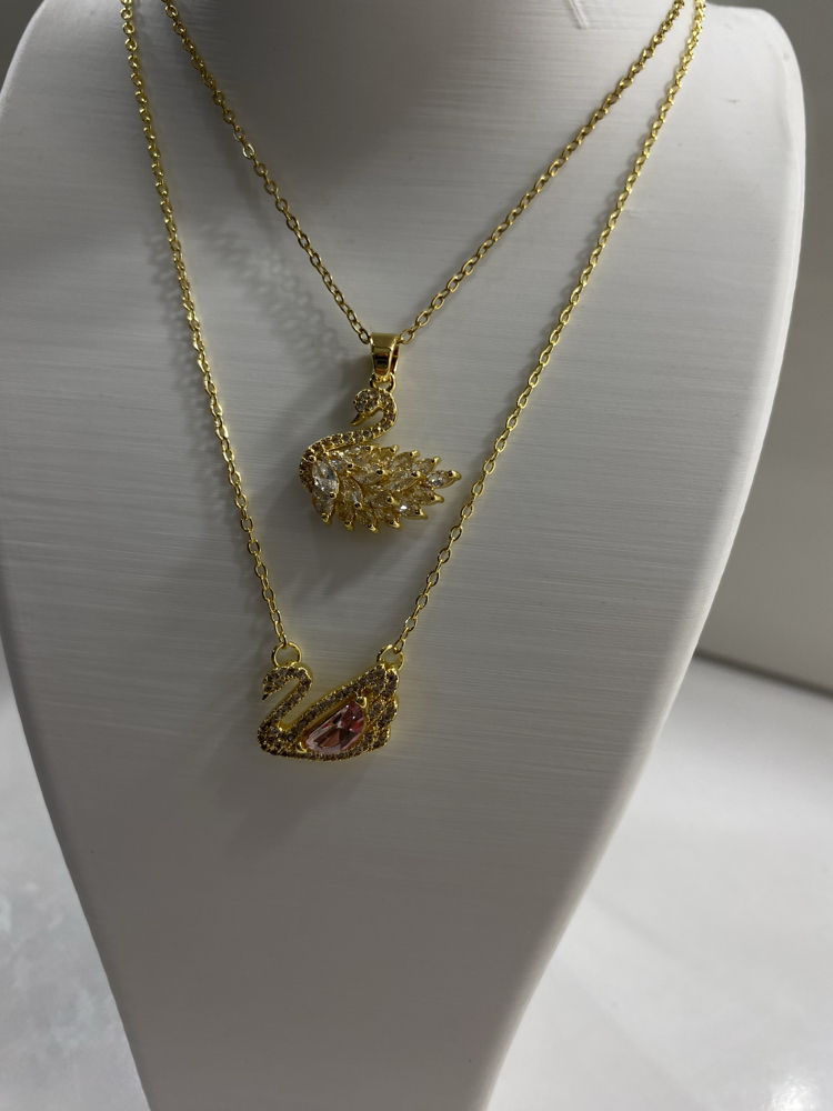 Swarovski Kuğu Kolye beyaz taşlı