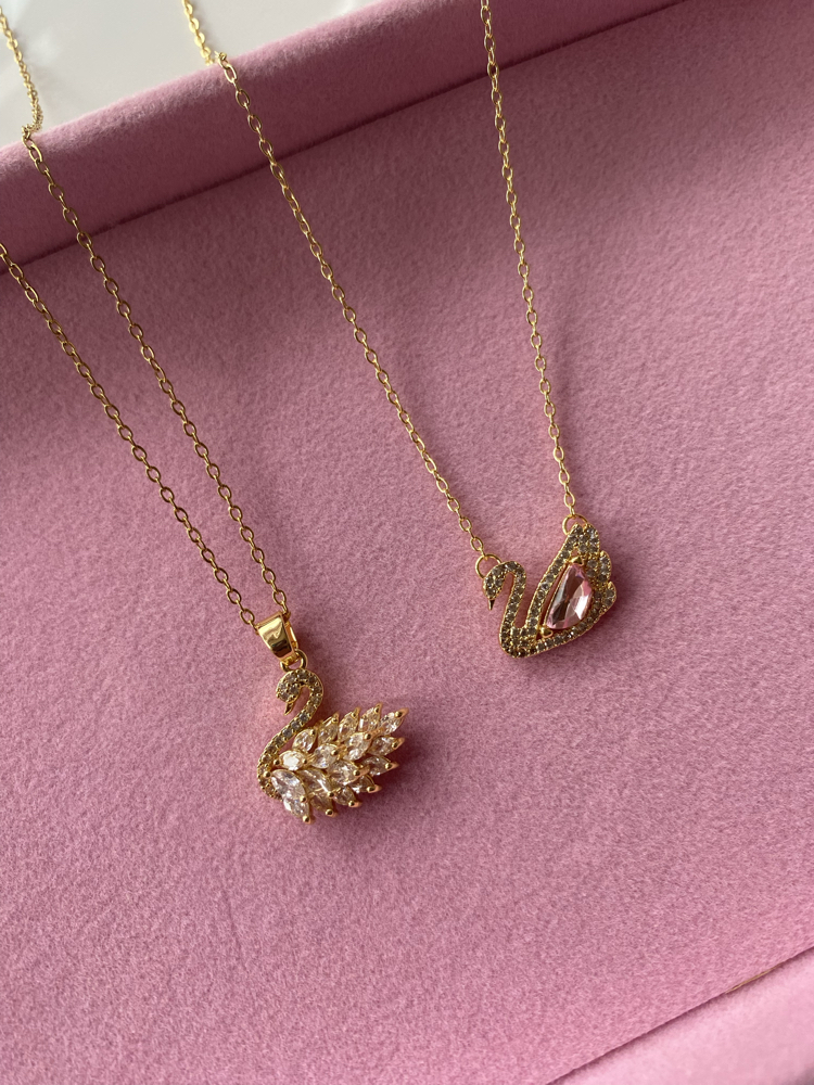 Swarovski Kuğu Kolye beyaz taşlı