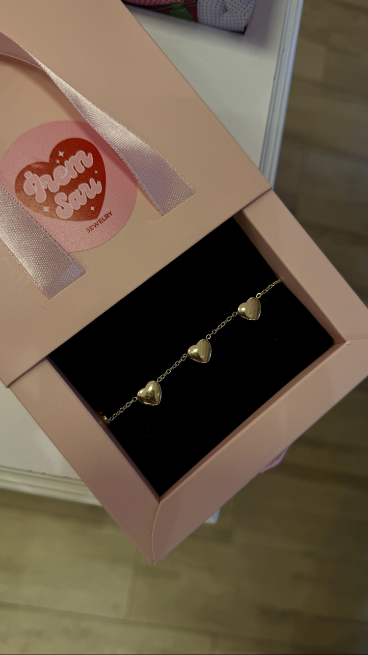 Kalp Charm Bileklik / 14k rengi