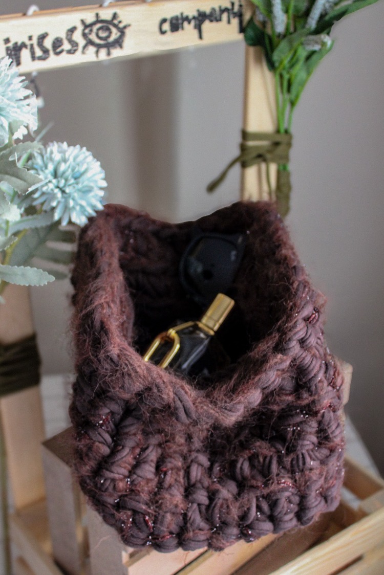 COCOA Clutch Çanta/Makyaj Çantası -Kalın Dokulu Örgü 