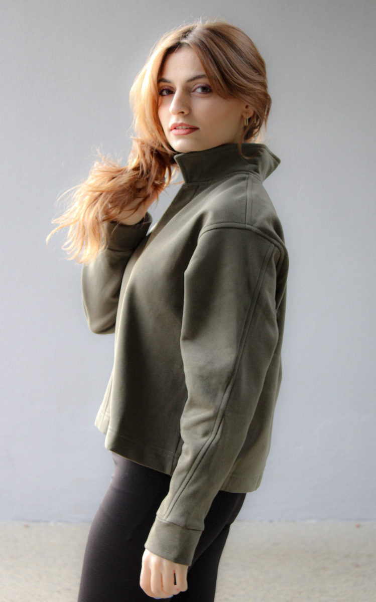 Haki Bloom Crop Hakim Yaka Sweatshirt