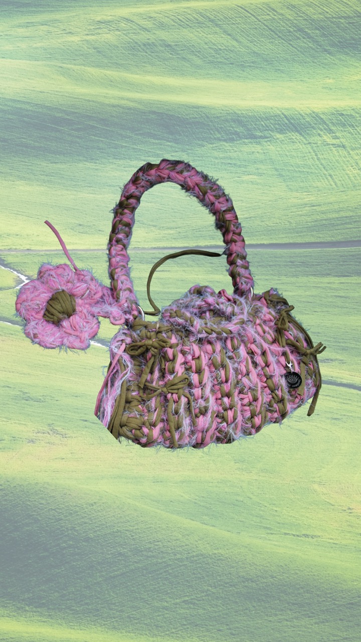 ROSA Çiçek Charmlı Örgü Çanta