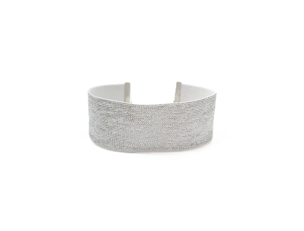 Gümüş Simli Elastik Choker ve Bileklik Seti - Eni 4 cm