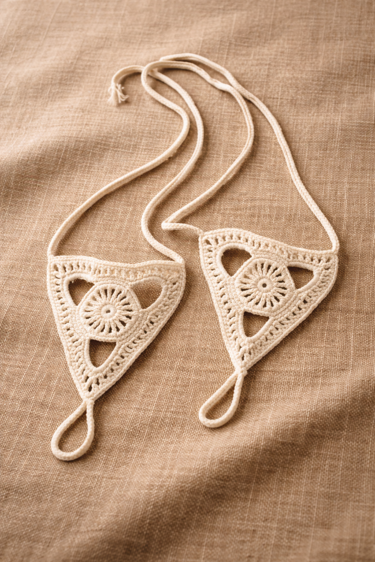 Boho Stil Barefoot Sandal – El Yapımı Ekru Ayak Aksesuarı (Çift)