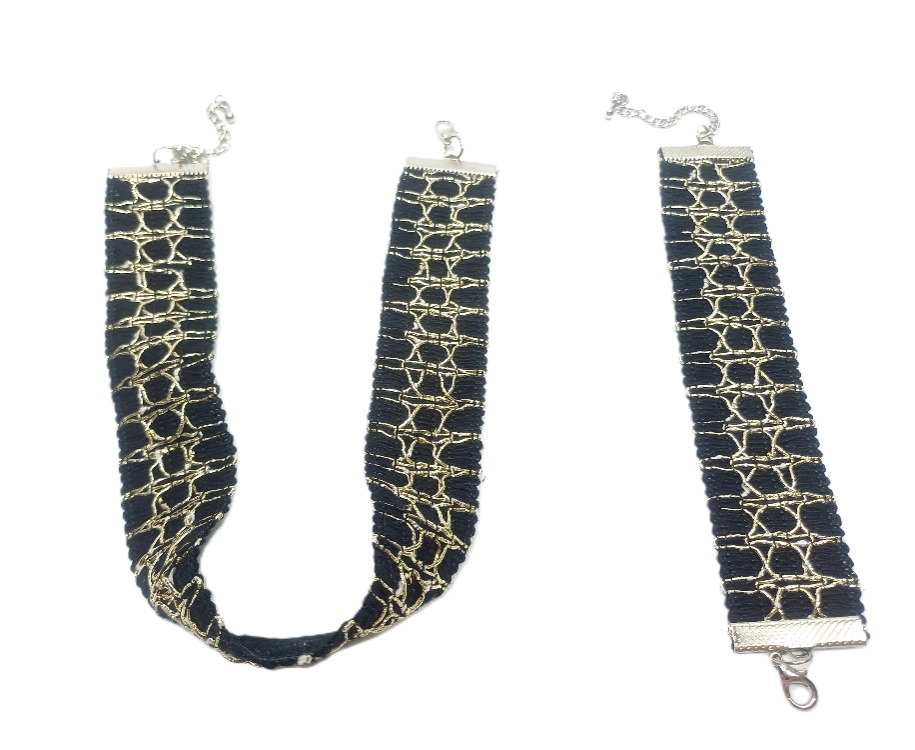 Altın İşlemeli Choker ve Bileklik Seti