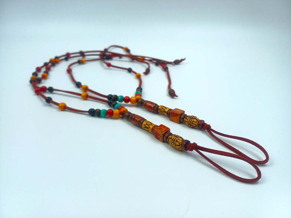 Süet Barefoot Sandal – Renkli Ahşap Boncuklu Çift Halhal