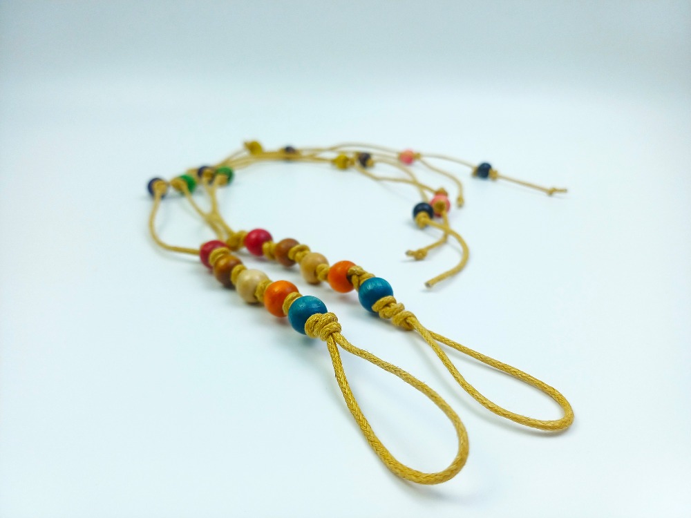 Bohem Barefoot Sandal – Renkli Ahşap Boncuklu Çift Halhal