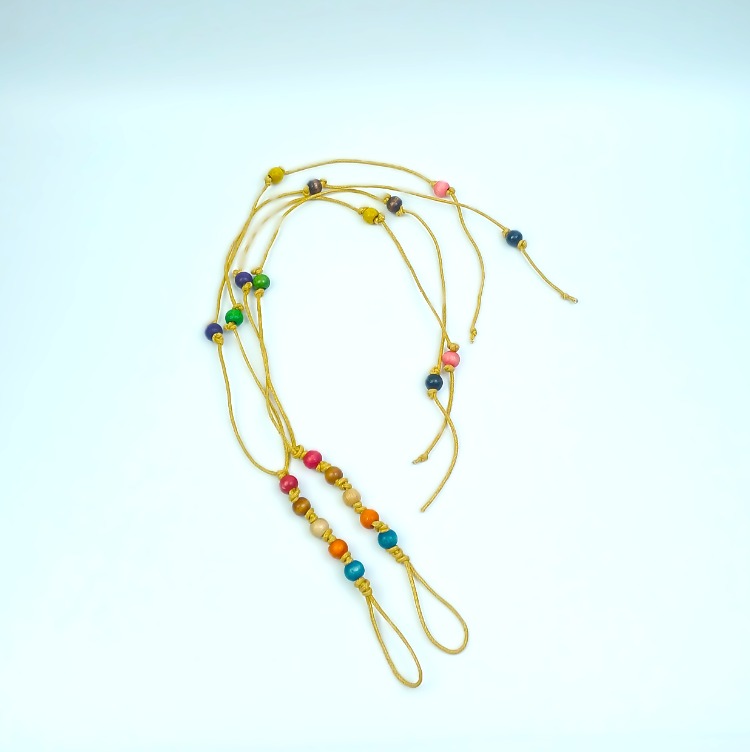 Bohem Barefoot Sandal – Renkli Ahşap Boncuklu Çift Halhal