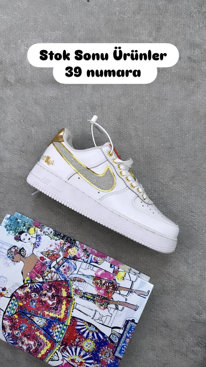 Nike air force whote gold simli