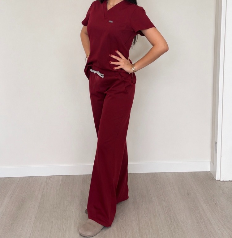Bordo Scrubs Takım