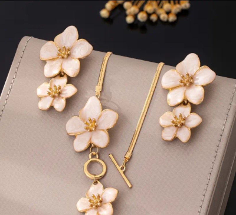 “Bloom Elegance Çiçek Set – Kolye & Küpe”