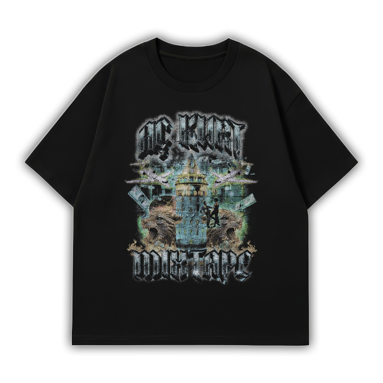 AÇKURT MIXTAPE SİYAH OVERSIZE T-SHIRT