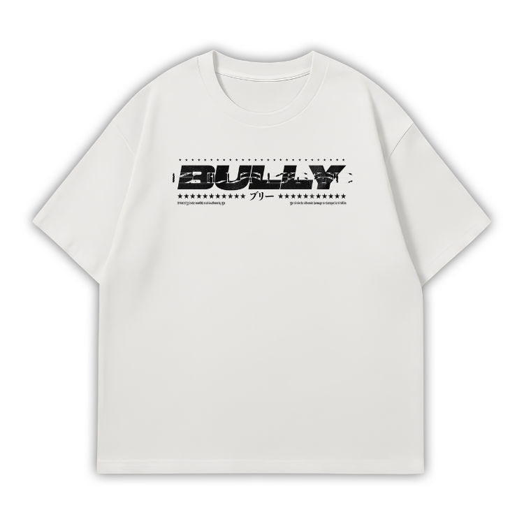 BULLY_002 BEYAZ OVERSIZE T-SHIRT