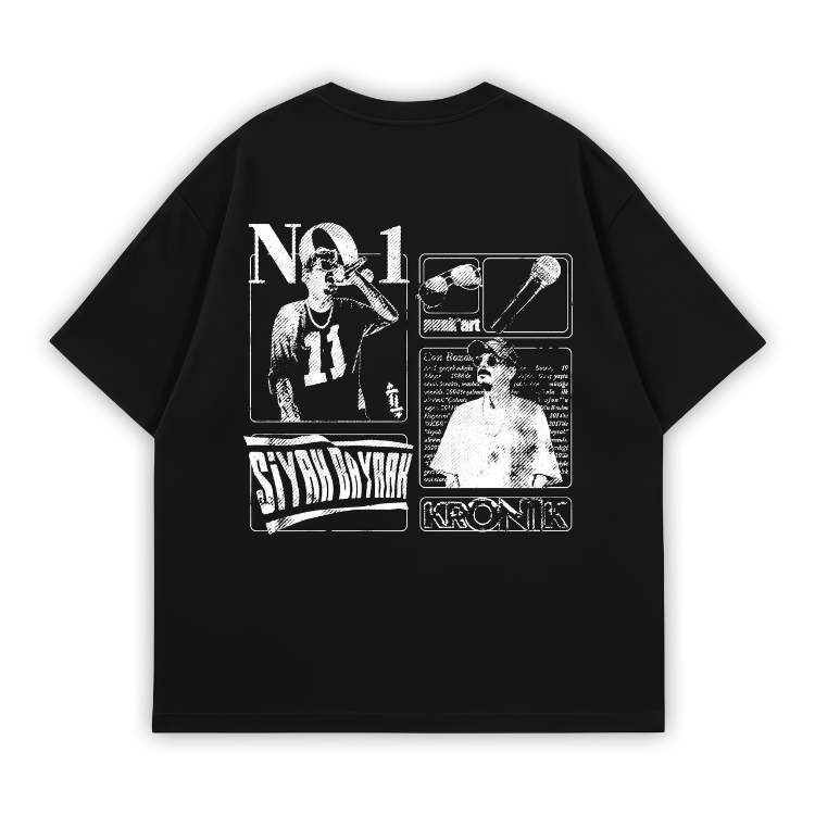 NO1 FANMADE Oversize T-Shirt Siyah