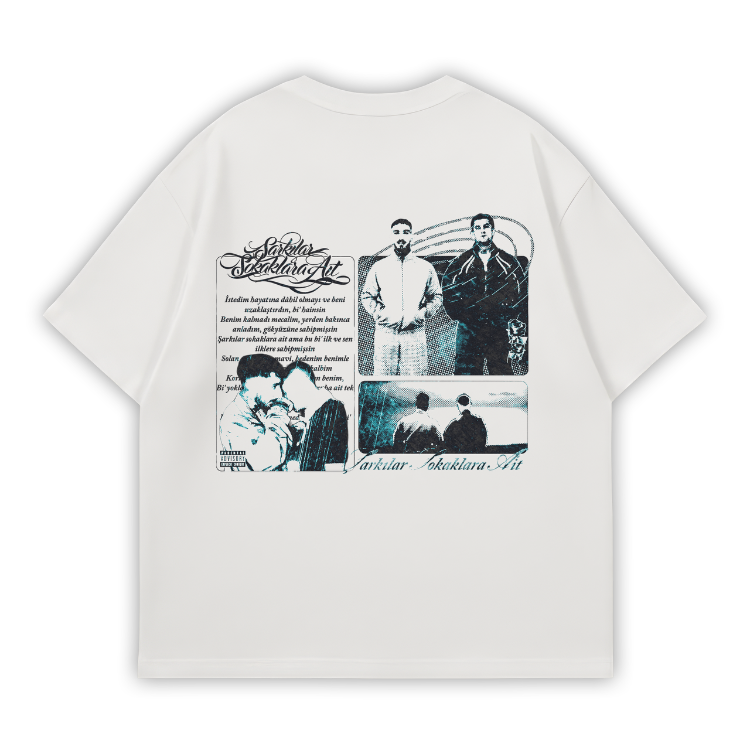 Şarkılar Sokaklara Ait FANMADE Oversize T-Shirt Beyaz