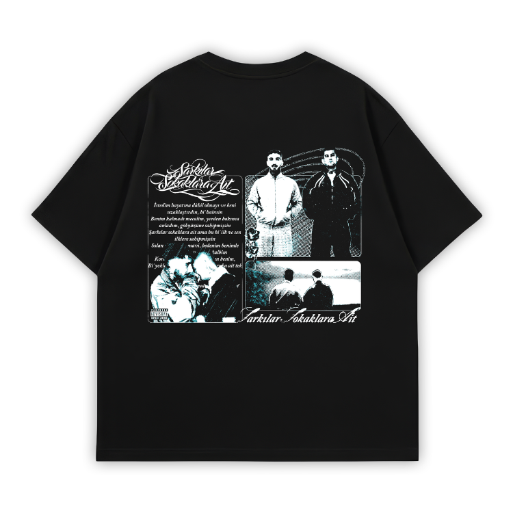 Şarkılar Sokaklara Ait FANMADE Oversize T-Shirt Siyah