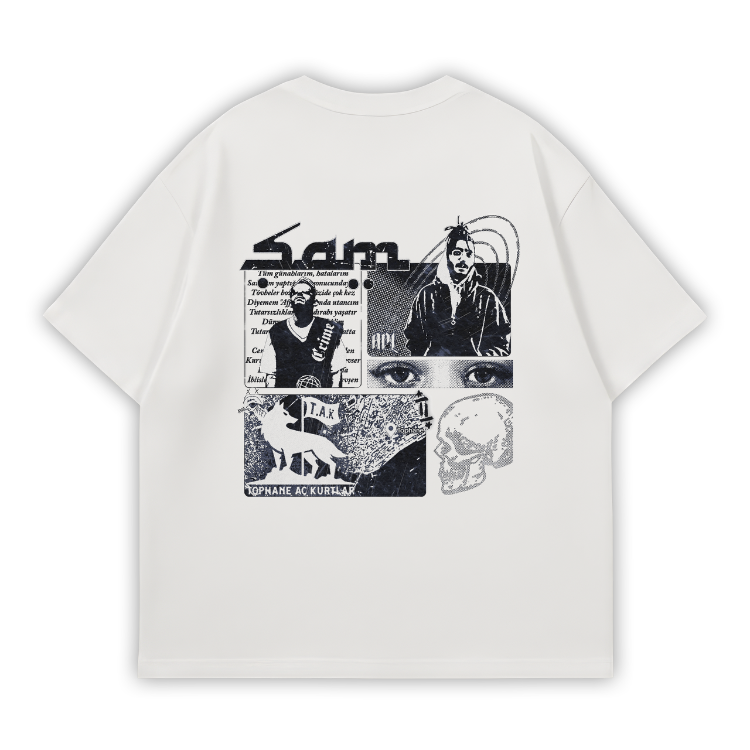 ŞAM FANMADE Oversize T-Shirt Beyaz