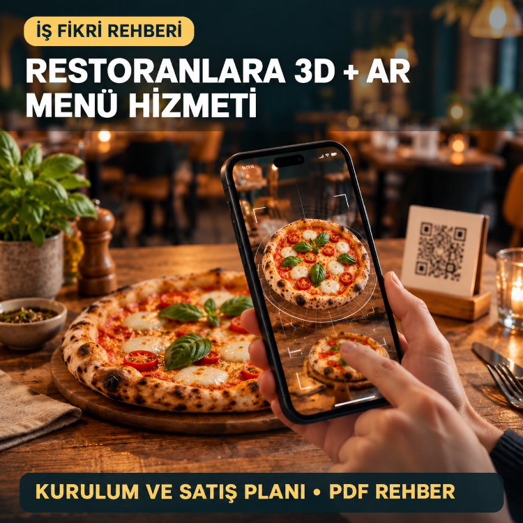 QR ile 3D + AR Restoran Menüsü Kurulum ve İş Fikri Rehberi (PDF)