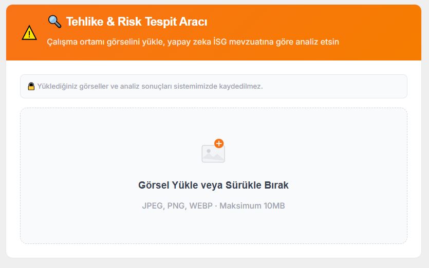 Tehlike & Risk Tespit Aracı(100 Adet Görsel Analiz Hakkı)