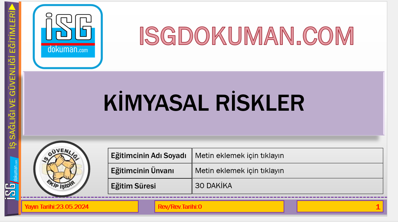 Kimyasal Risk Etmenleri İş Güvenliği Eğitim Sunumu