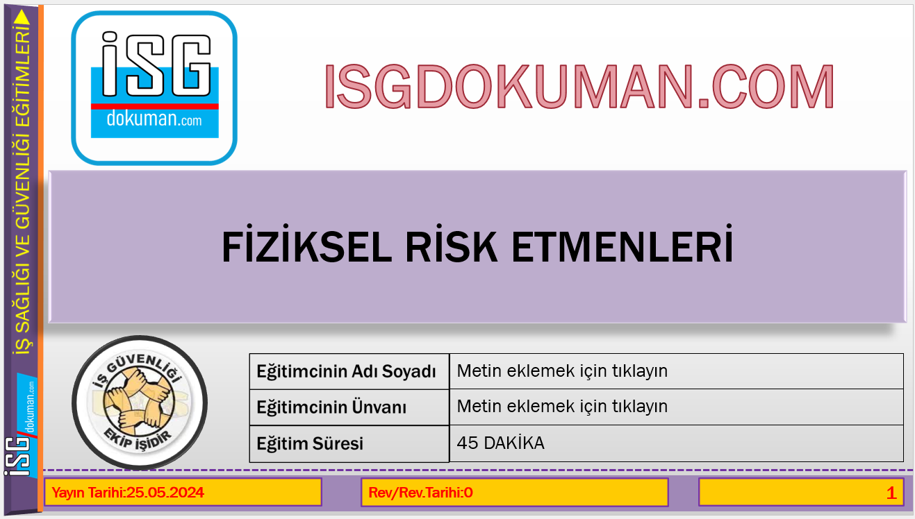Fiziksel Risk Etmenleri isg eğitim sunumu